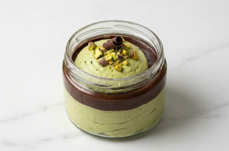 Festliches Pistazienmousse mit zarter Schokoladenganache